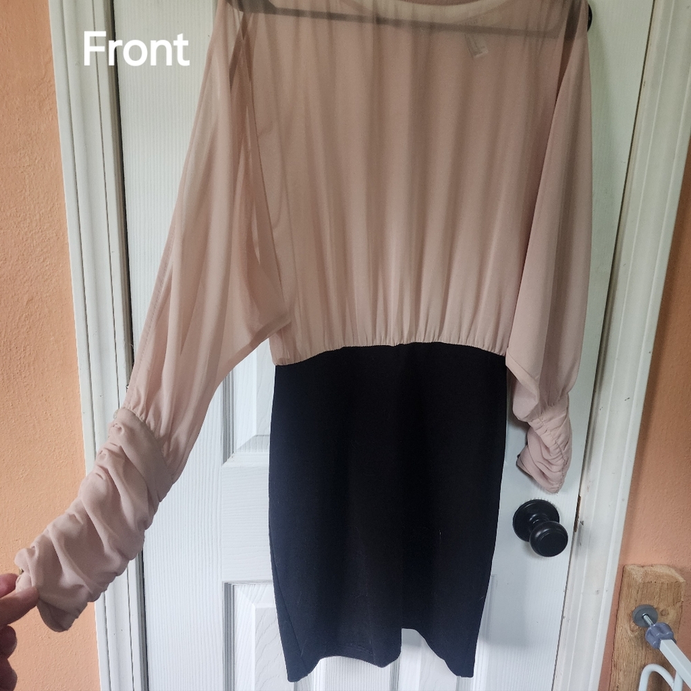 Forever 21 Contemporary Cocktail Dress, M, Medium, Bodycon, Sheer, Cream